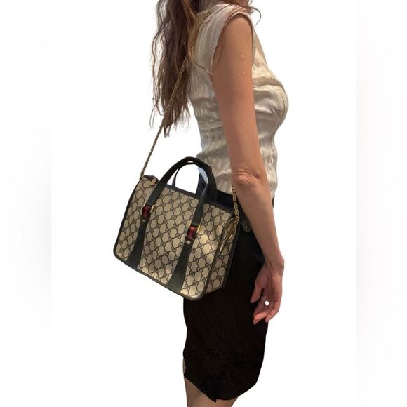 Gucci vintage small Gg canvas black tote - Picture 2 of 16